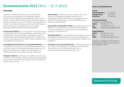 Sommerkonzerte 2015 (30.6. – 27.7.2015)
