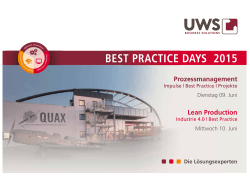 BEST PRACTICE DAYS 2015 - UWS Business Solutions GmbH