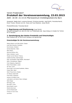 Protokoll der Vereinsversammlung, 23.03.2015