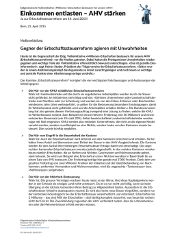 Einkommen entlasten &ndash; AHV st&auml;rken