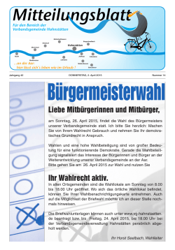 Liebe Mitbürgerinnen und Mitbürger, Ihr Wahlrecht