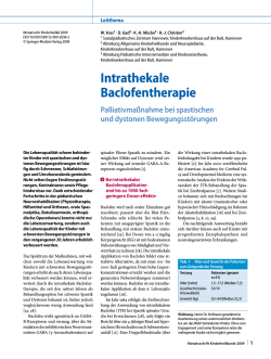 Intrathekale Baclofentherapie - Palliativmaßnahme bei