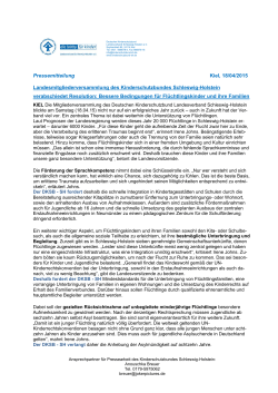 Pressemitteilung Kiel, 18/04/2015 Landesmitgliederversammlung