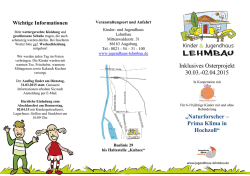 Inklusives Osterprojekt 30.03.-02.04.2015 &bdquo;Naturforscher