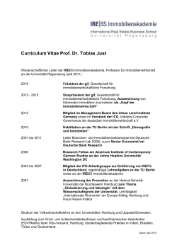 Curriculum Vitae Prof. Dr. Tobias Just