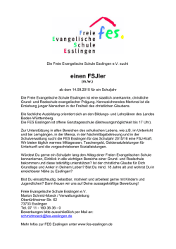 einen FSJler - Freie Evangelische Schule Esslingen