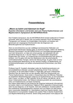 Pressemitteilung „Wenn es bohrt und hämmert im Kopf“