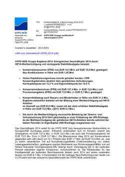 HYPO NOE Gruppe ver&ouml;ffentlicht Jahresergebnis 2014