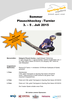 Sommer Plauschhockey –Turnier 3. – 5 . Juli 2015