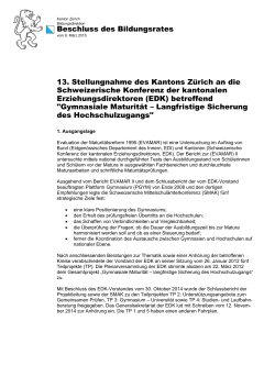 BRB 13 Stellungnahme des Kantons Zürich an