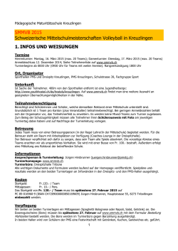 Infos, Weisungen, Turnierreglement 2015