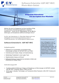 Software-Entwickler ASP.NET MVC Rhein-Main-Gebiet