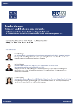 Interim Manager: Chancen und Risiken in eigener Sache