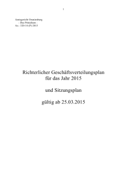 Richterlicher Geschäftsverteilungsplan, Stand 25.03.2015