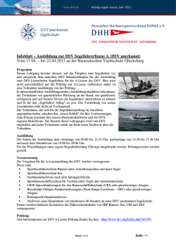 Infoblatt &ndash; Ausbildung zur DSV Segellehrerlizenz A (DSV