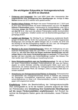 Die wichtigsten Eckpunkte im Vertragsnaturschutz ab 2015 im