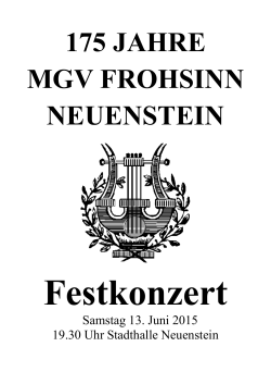 Festprogramm - MGV Frohsinn Neuenstein