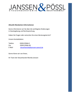 Aktuelle Mandanten-Informationen Gerne informieren wir Sie über