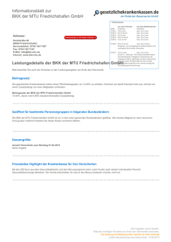 Informationsblatt zur BKK der MTU Friedrichshafen