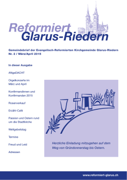März/April 2015 - Evangelisch-Reformierte Kirchgemeinde Glarus