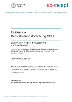 Evaluation Berufsbildungsforschung SBFI