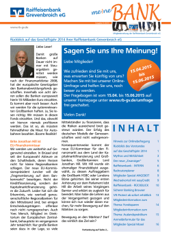 Mitgliederzeitung 01-2015 - Raiffeisenbank Grevenbroich