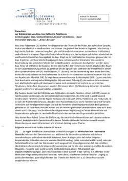 Gutachten zur Doktorarbeit von Frau Ines Katherina ACKERMANN