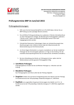 Prüfungstermine BRP im Juni/Juli 2015