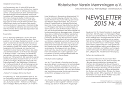 NEWSLETTER 2015 Nr. 4 - Historischer Verein Memmingen