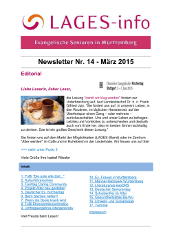 Newsletter Nr. 14 - März 2015
