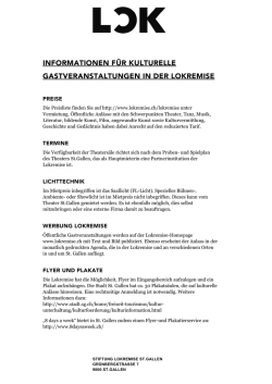 Informationen f&uuml;r Gastveranstaltungen