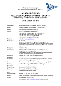WaldseeCup-Ausschreibung WSVL 2015