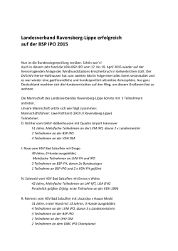 Landesverband Ravensberg-Lippe erfolgreich auf der BSP IPO 2015