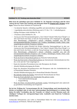 Infoblatt Nr. 42: Nachzug zum deutschen Kind 05/2015 Bitte lesen