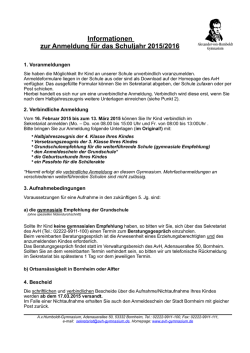 Informationen zur Anmeldung - Alexander-von-Humboldt