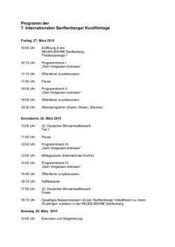 Programm der 7. Internationalen Senftenberger Kurzfilmtage