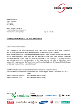 Einladung Kadertest vom 13. Juni 2015 in Stammheim Liebe Verei