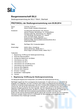 Protokoll Siedlungsversammlung SILU 7 vom 05.09.2014