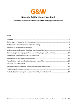 Neuerungen in California.pro V6