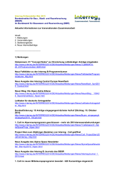 Interreg B-Newsletter Mai 2015 Bundesinstitut für Bau-, Stadt