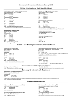 Studien – und Beratungsservice der Universität Kassel Betreuung