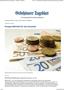 GT Knappe Mehrheit f&uuml;r den Haushalt - 10.6.2015