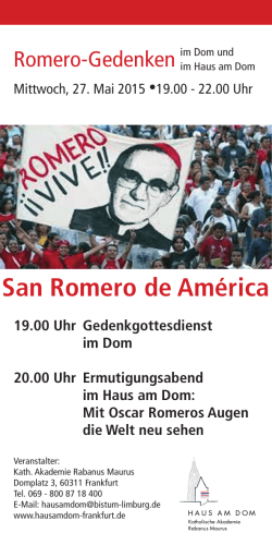 Romero-Flyer frutiger.indd - Pax Christi Bistumsstelle Limburg
