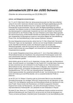 Jahresbericht der JUSO Schweiz und der Sektionen