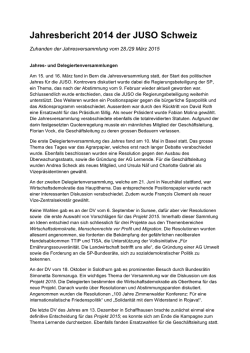 Jahresbericht der JUSO Schweiz und der Sektionen