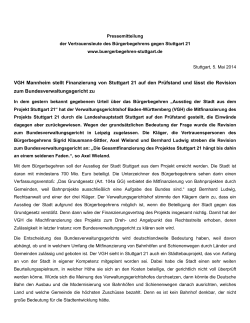 Pressemitteilung vom 05.05.2015 - Bürgerbegehren zu Stuttgart 21