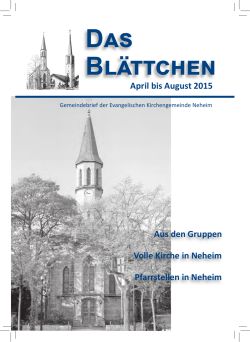 Das Blättchen - Evangelische Kirchengemeinde Neheim