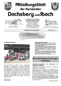 Mitteilungsblatt Nr. 16 vom 24.04.2015