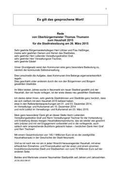 Haushaltsrede - OB Thumann - Stadt Neumarkt in der Oberpfalz