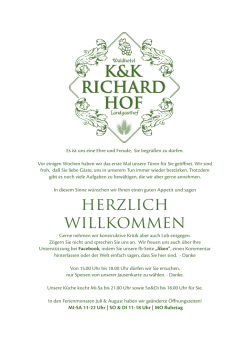 unsere aktuelle speisekarte - K&K Richardhof Gumpoldskirchen